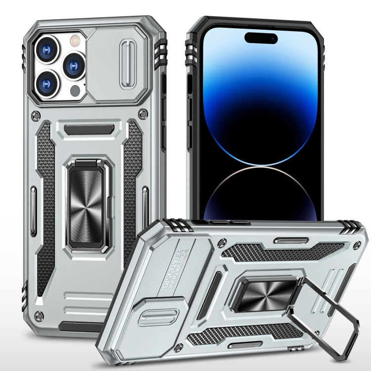 For iPhone 14 Pro Max Armor PC + TPU Camera Shield Phone Case