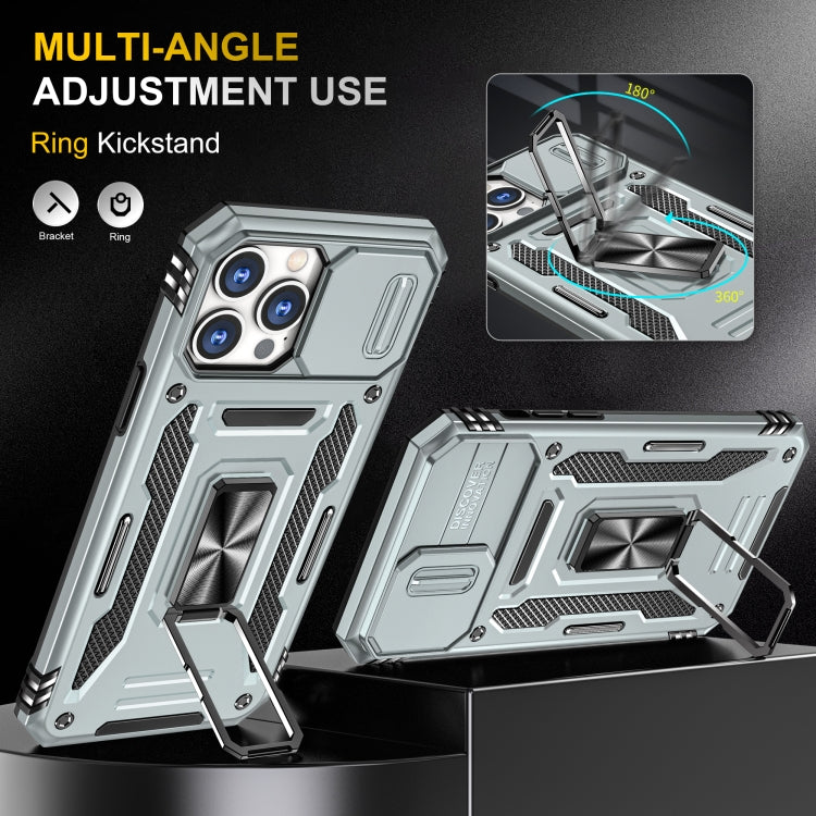For iPhone 14 Pro Max Armor PC + TPU Camera Shield Phone Case