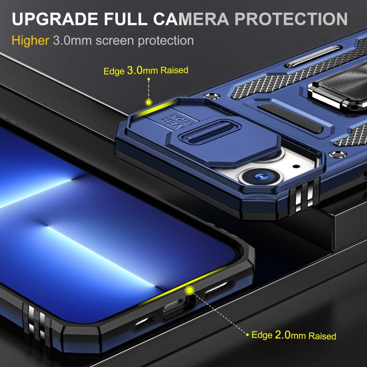 For iPhone 13 Armor PC + TPU Camera Shield Phone Case