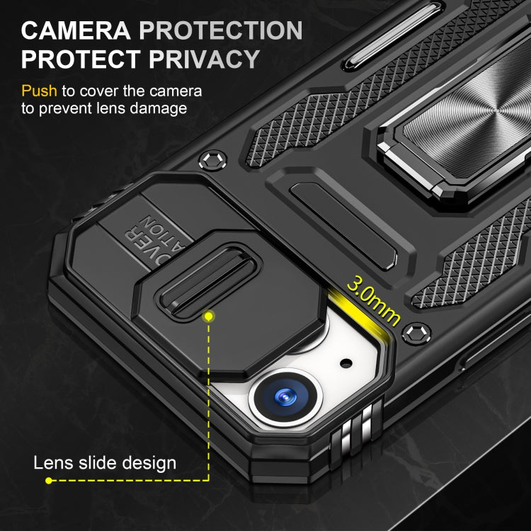 For iPhone 13 Armor PC + TPU Camera Shield Phone Case