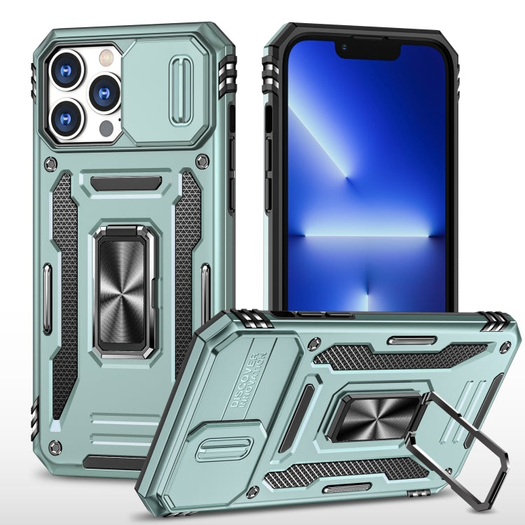 For iPhone 13 Pro Armor PC + TPU Camera Shield Phone Case