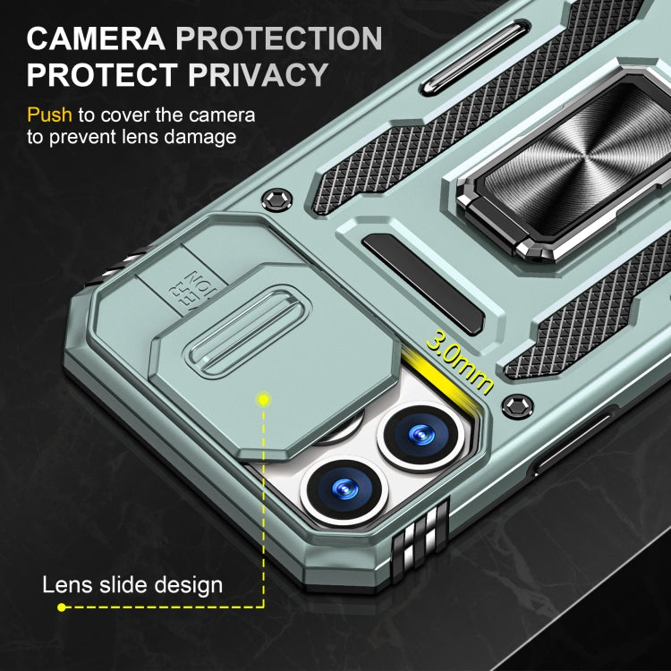 For iPhone 13 Pro Armor PC + TPU Camera Shield Phone Case