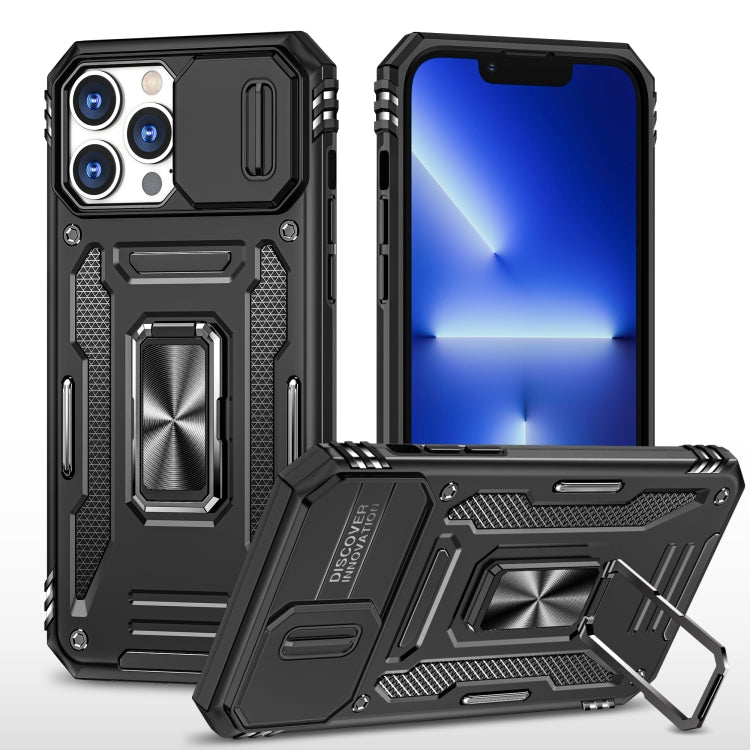 For iPhone 13 Pro Armor PC + TPU Camera Shield Phone Case