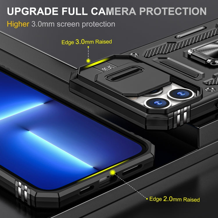 For iPhone 13 Pro Armor PC + TPU Camera Shield Phone Case