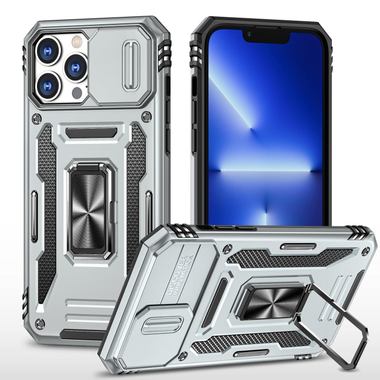 For iPhone 13 Pro Armor PC + TPU Camera Shield Phone Case