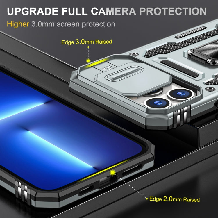For iPhone 13 Pro Armor PC + TPU Camera Shield Phone Case