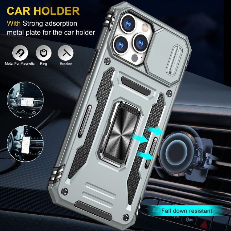 For iPhone 13 Pro Armor PC + TPU Camera Shield Phone Case