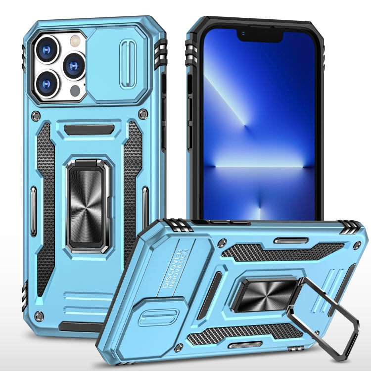 For iPhone 13 Pro Armor PC + TPU Camera Shield Phone Case