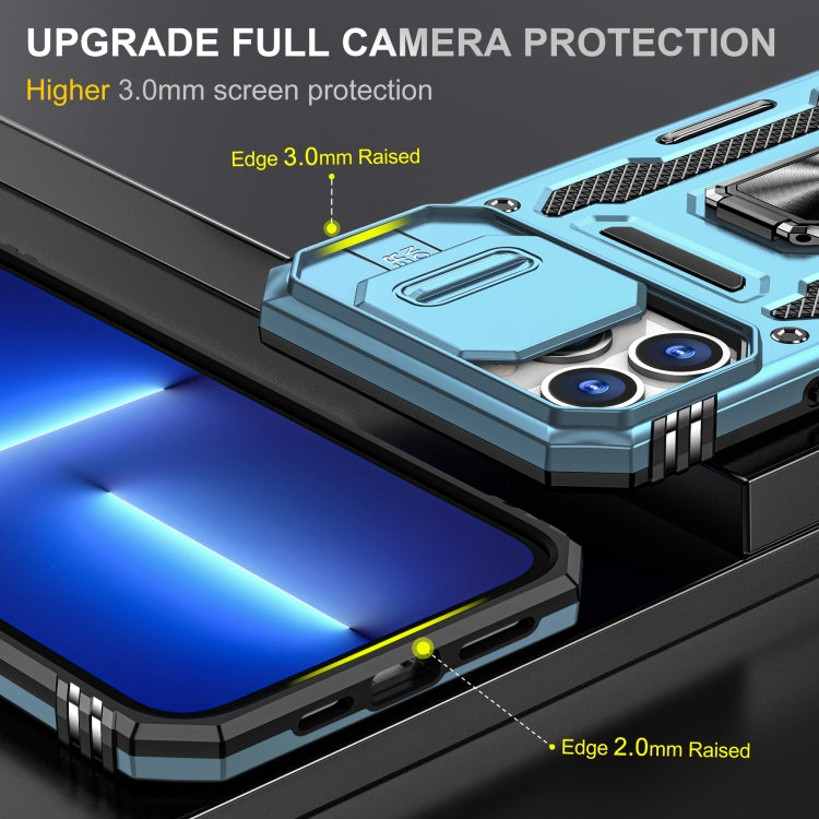 For iPhone 13 Pro Armor PC + TPU Camera Shield Phone Case