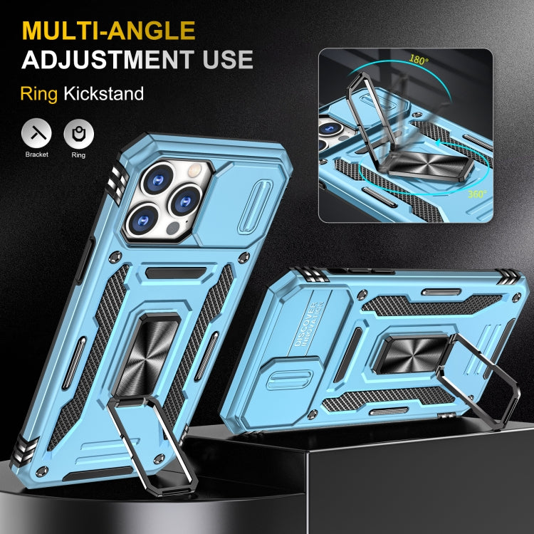 For iPhone 13 Pro Armor PC + TPU Camera Shield Phone Case