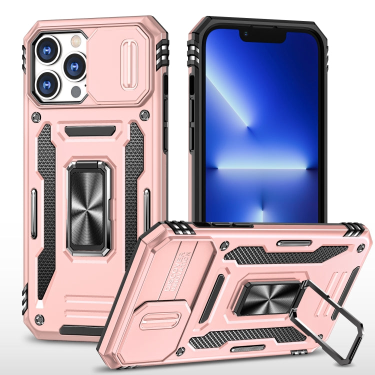 For iPhone 13 Pro Armor PC + TPU Camera Shield Phone Case