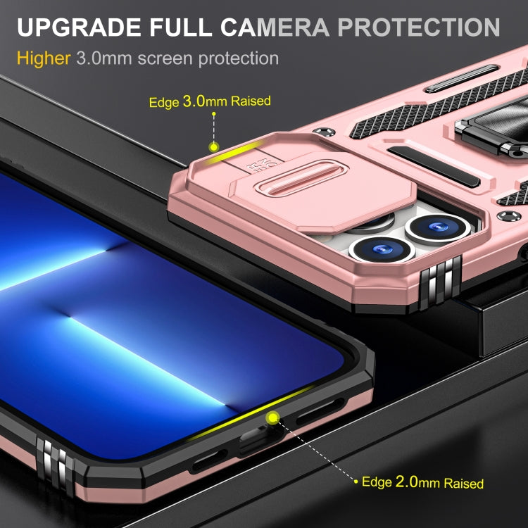 For iPhone 13 Pro Armor PC + TPU Camera Shield Phone Case