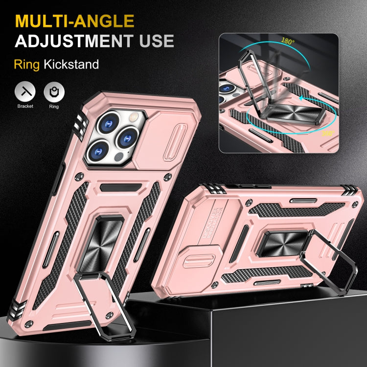 For iPhone 13 Pro Armor PC + TPU Camera Shield Phone Case