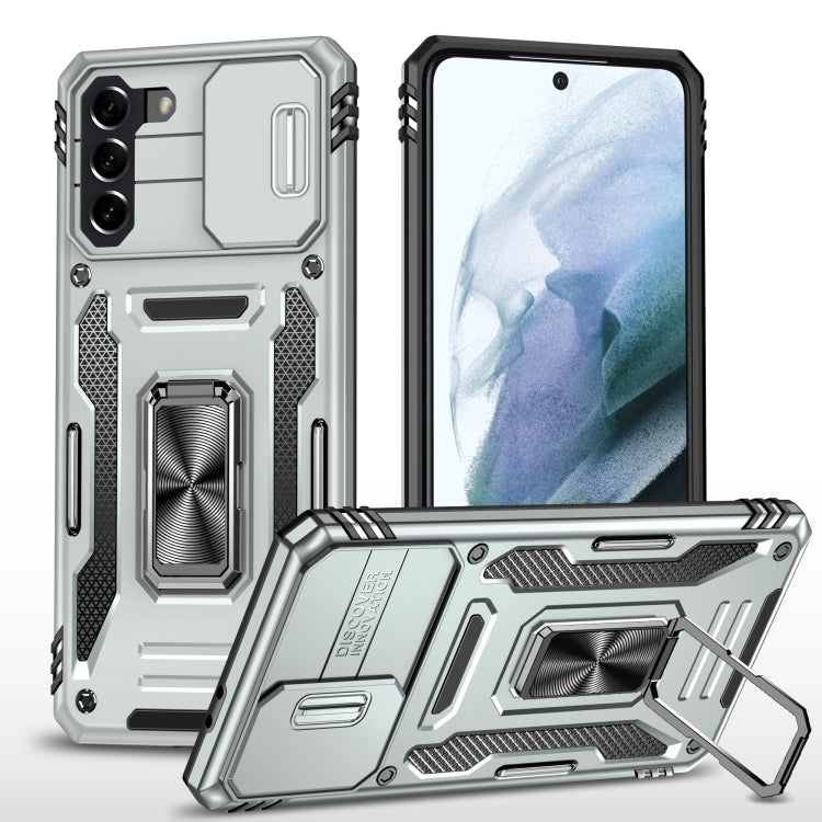 For Samsung Galaxy S21 5G Armor PC + TPU Camera Shield Phone Case