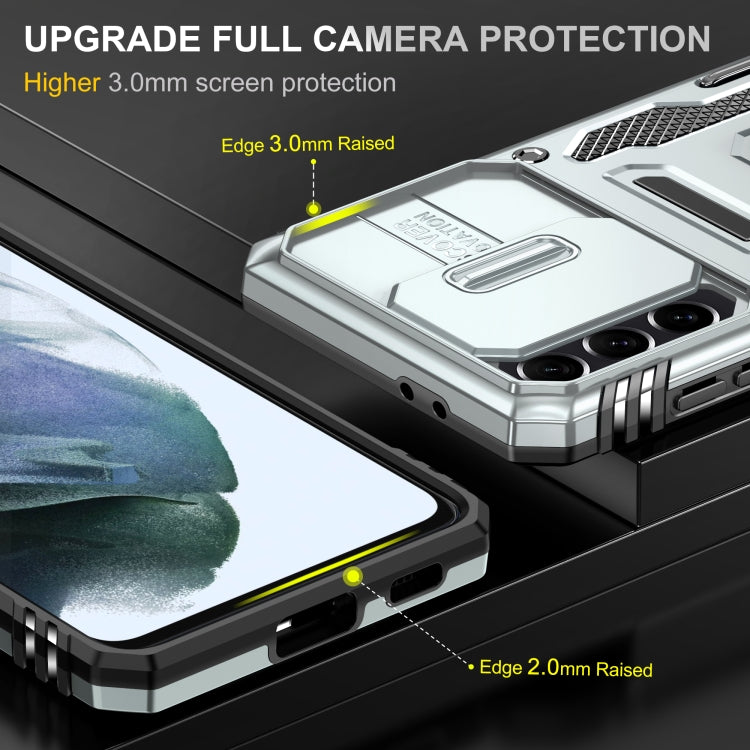 For Samsung Galaxy S21 5G Armor PC + TPU Camera Shield Phone Case