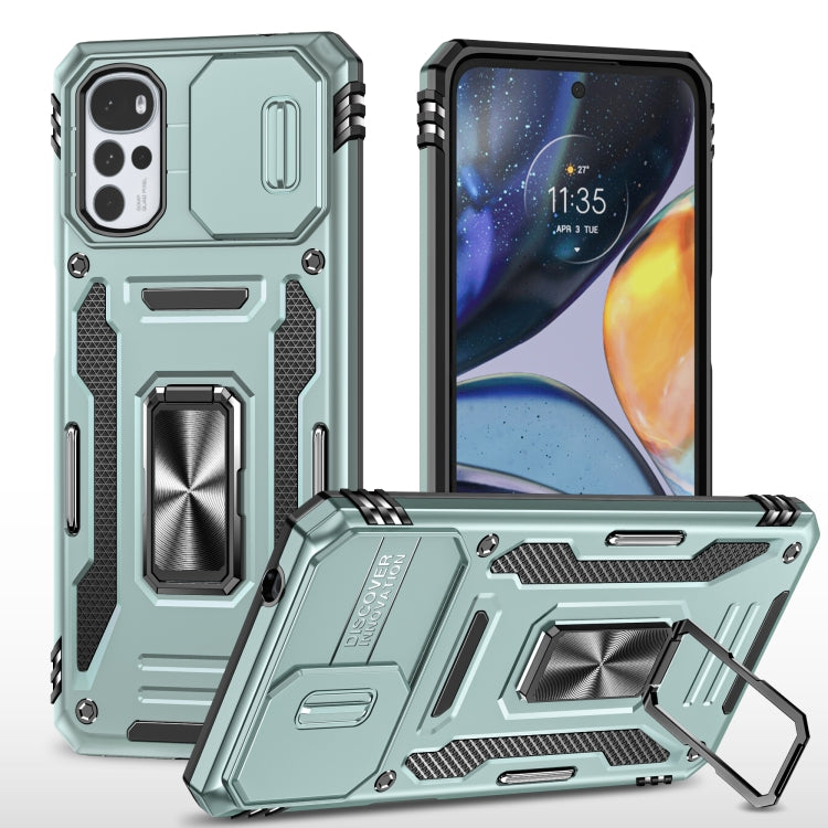 For Motorola Moto G22 Armor PC + TPU Camera Shield Phone Case