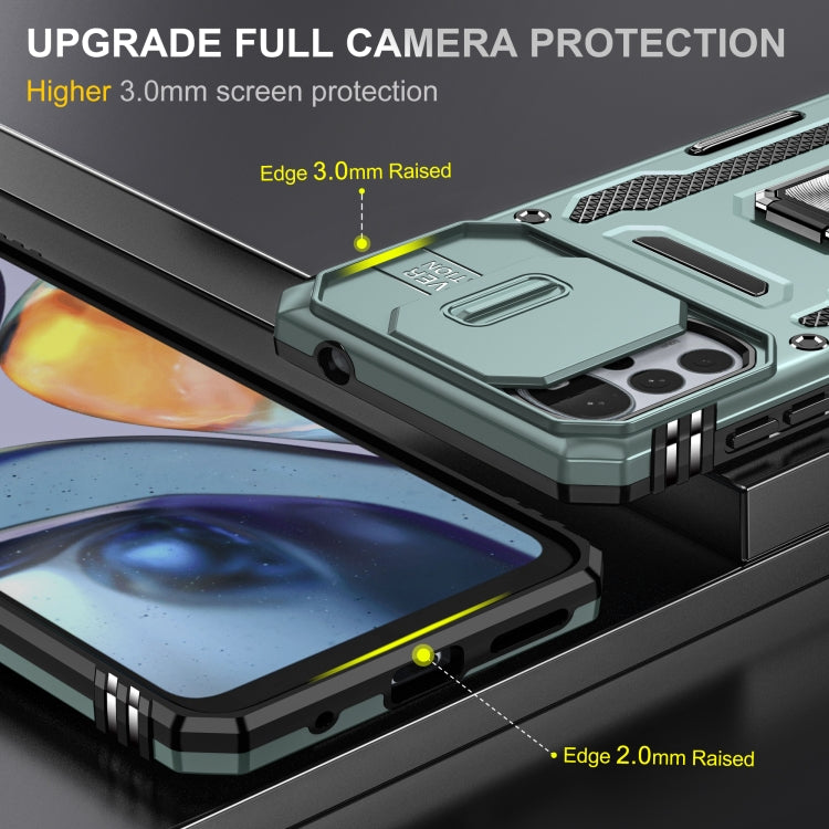 For Motorola Moto G22 Armor PC + TPU Camera Shield Phone Case