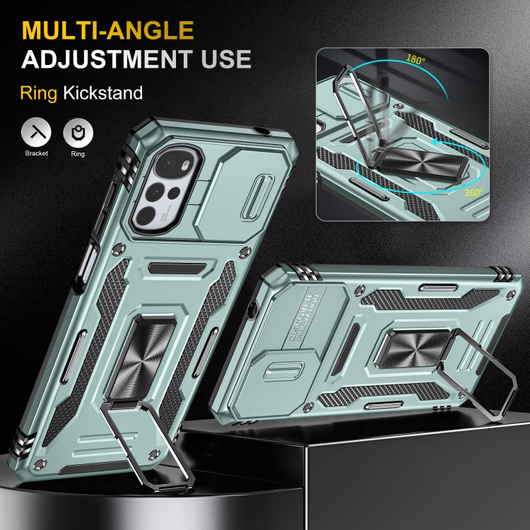 For Motorola Moto G22 Armor PC + TPU Camera Shield Phone Case