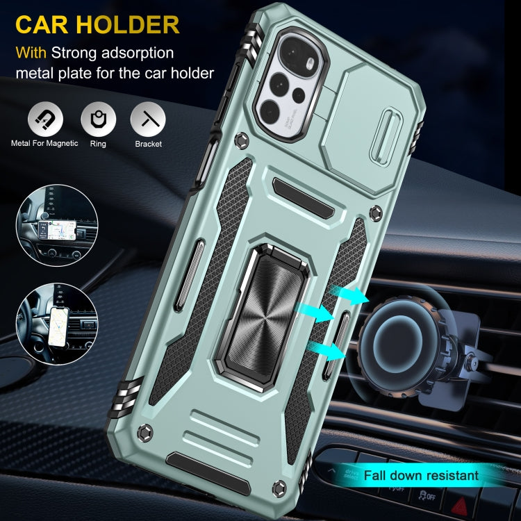 For Motorola Moto G22 Armor PC + TPU Camera Shield Phone Case