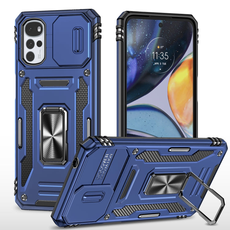 For Motorola Moto G22 Armor PC + TPU Camera Shield Phone Case