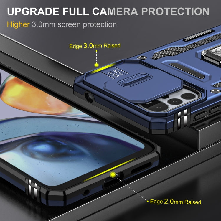 For Motorola Moto G22 Armor PC + TPU Camera Shield Phone Case
