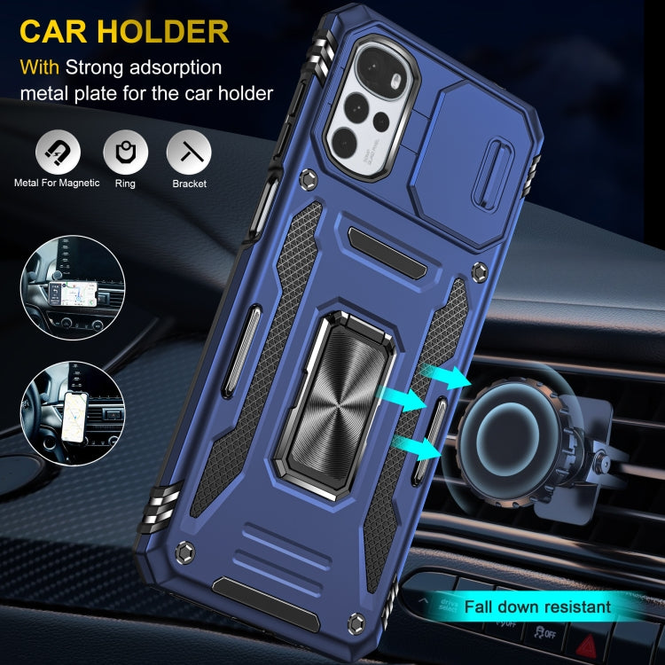 For Motorola Moto G22 Armor PC + TPU Camera Shield Phone Case