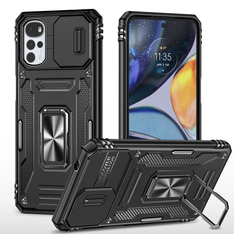 For Motorola Moto G22 Armor PC + TPU Camera Shield Phone Case