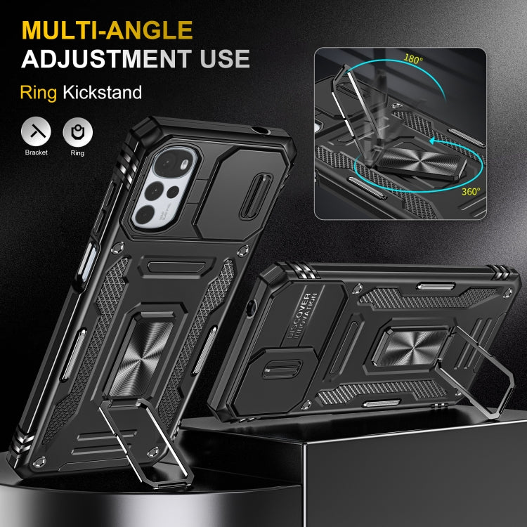For Motorola Moto G22 Armor PC + TPU Camera Shield Phone Case