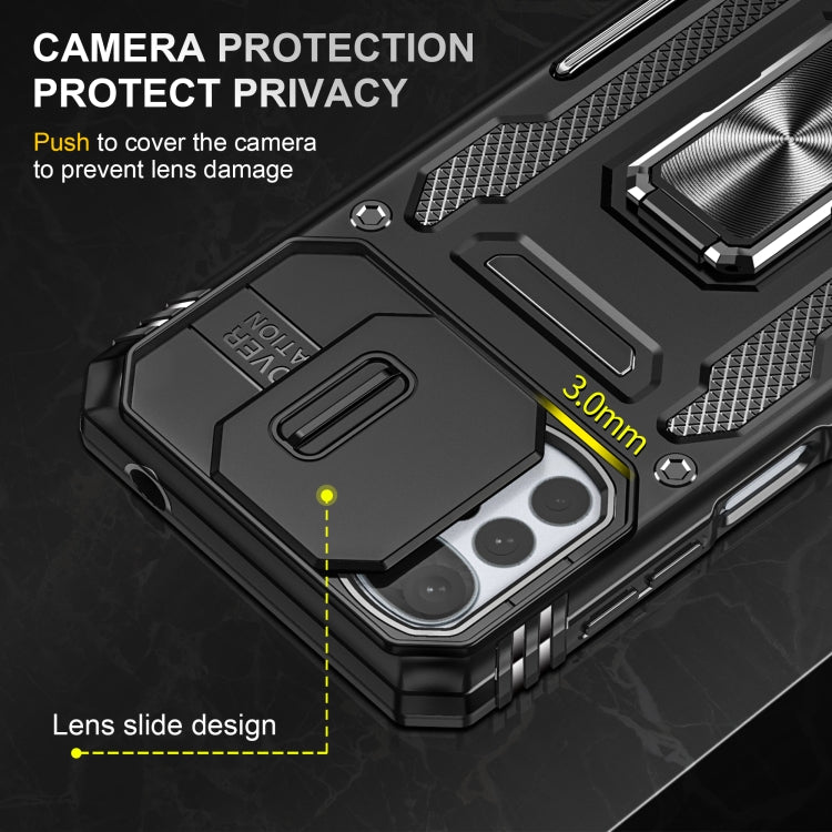For Motorola Moto G22 Armor PC + TPU Camera Shield Phone Case