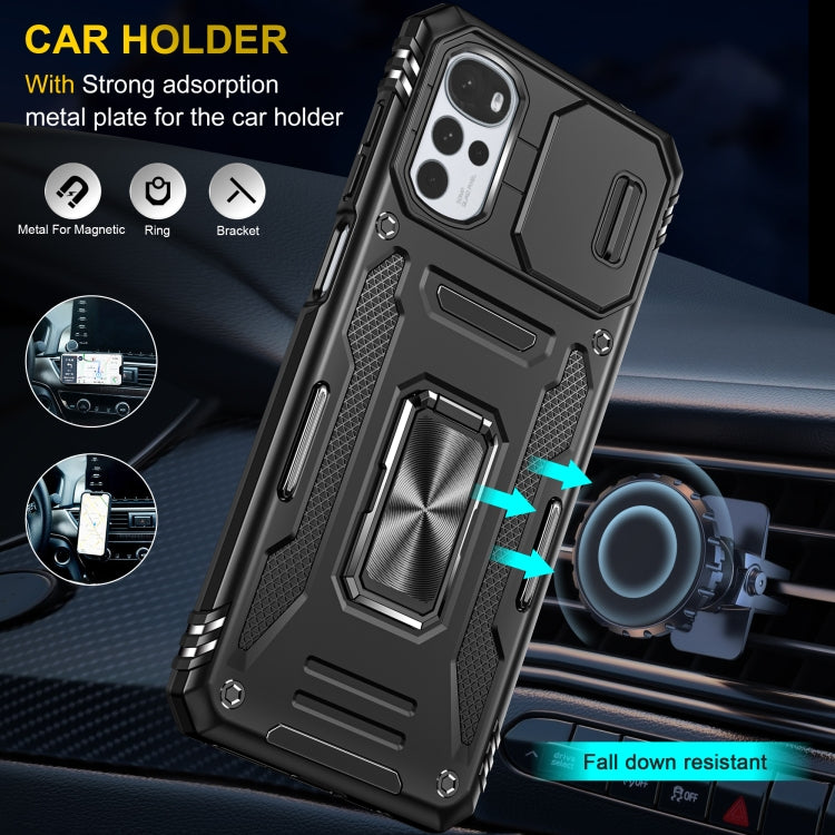For Motorola Moto G22 Armor PC + TPU Camera Shield Phone Case