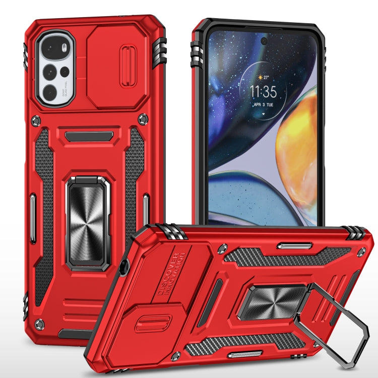 For Motorola Moto G22 Armor PC + TPU Camera Shield Phone Case