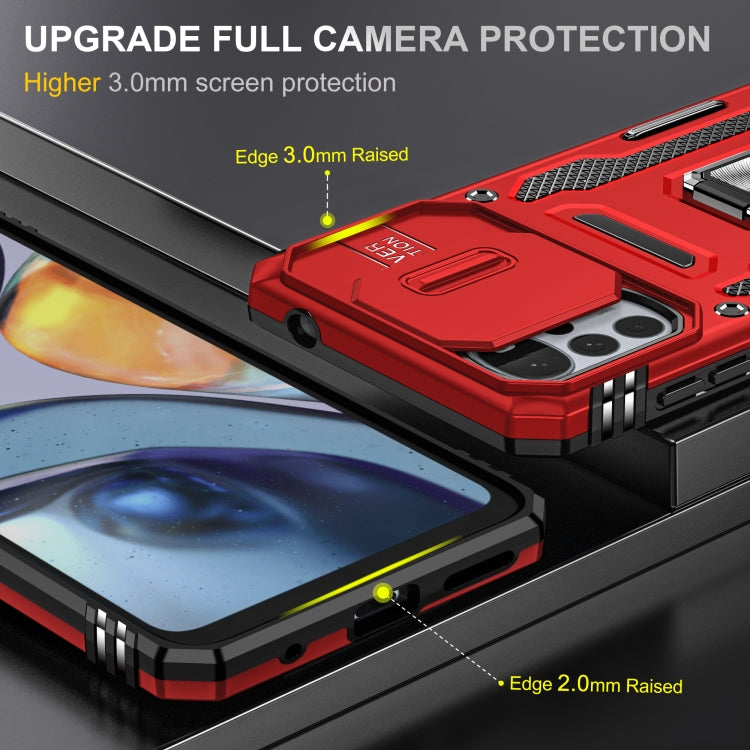 For Motorola Moto G22 Armor PC + TPU Camera Shield Phone Case