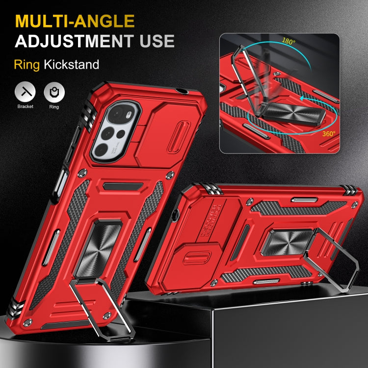 For Motorola Moto G22 Armor PC + TPU Camera Shield Phone Case
