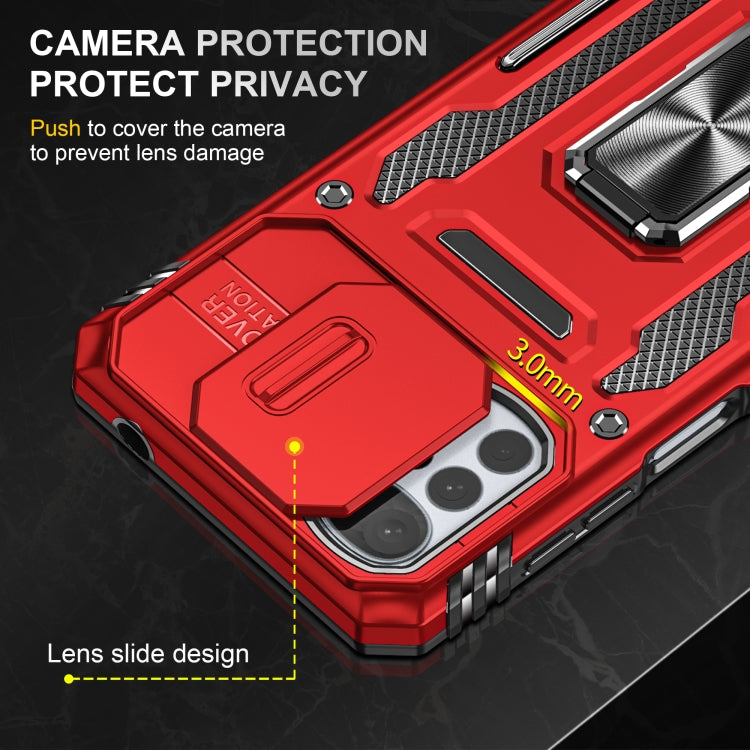 For Motorola Moto G22 Armor PC + TPU Camera Shield Phone Case