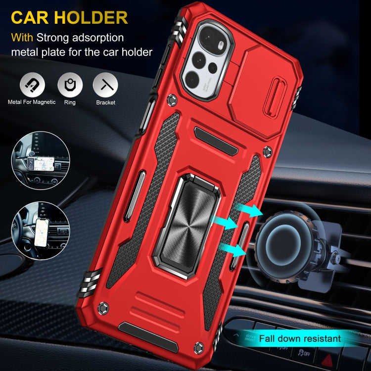 For Motorola Moto G22 Armor PC + TPU Camera Shield Phone Case
