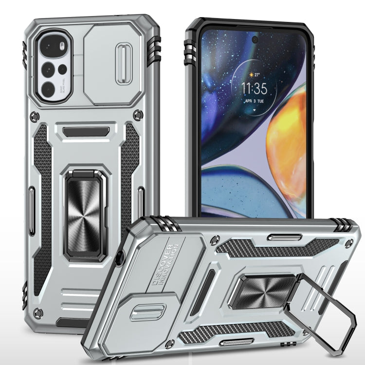For Motorola Moto G22 Armor PC + TPU Camera Shield Phone Case