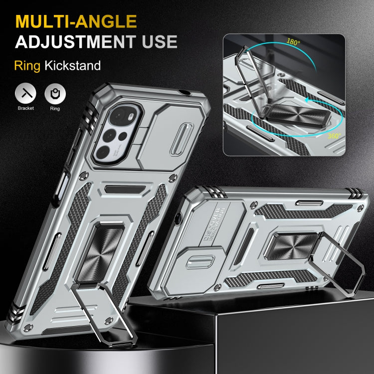For Motorola Moto G22 Armor PC + TPU Camera Shield Phone Case