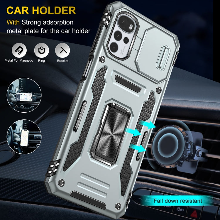 For Motorola Moto G22 Armor PC + TPU Camera Shield Phone Case