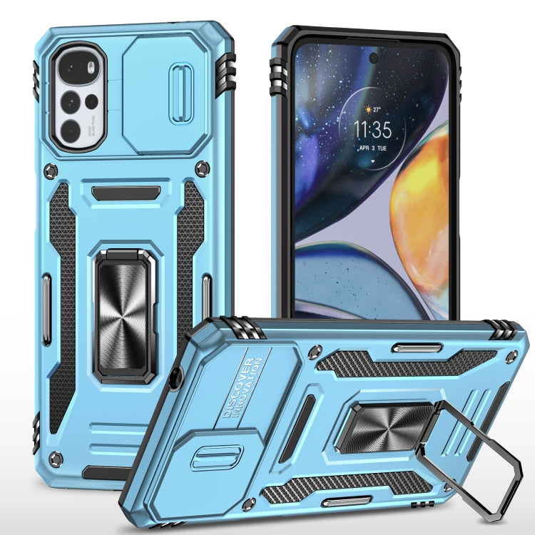 For Motorola Moto G22 Armor PC + TPU Camera Shield Phone Case