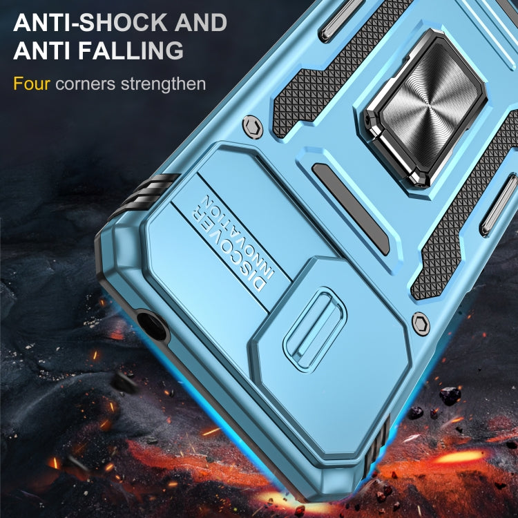 For Motorola Moto G22 Armor PC + TPU Camera Shield Phone Case