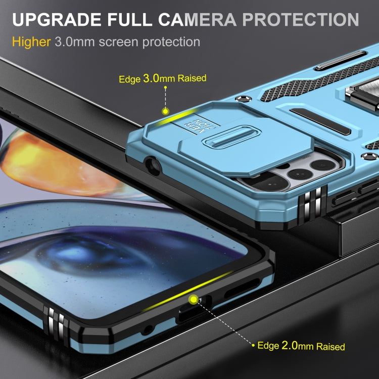 For Motorola Moto G22 Armor PC + TPU Camera Shield Phone Case