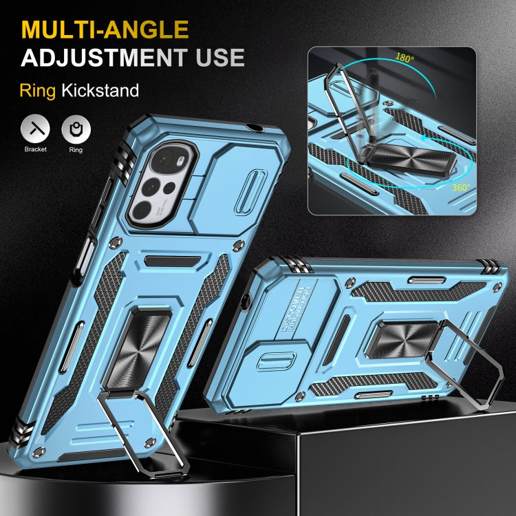 For Motorola Moto G22 Armor PC + TPU Camera Shield Phone Case
