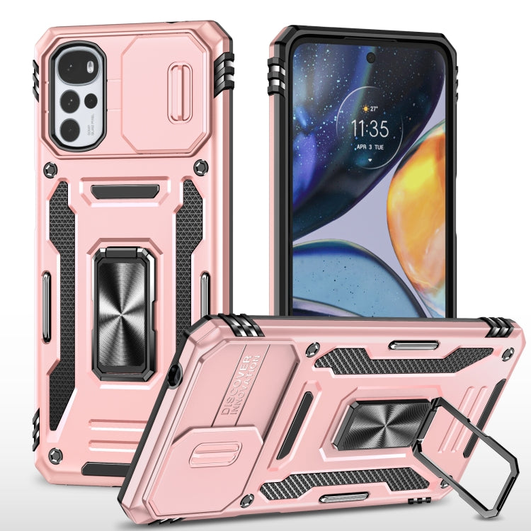 For Motorola Moto G22 Armor PC + TPU Camera Shield Phone Case