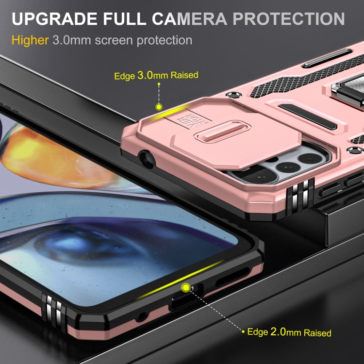 For Motorola Moto G22 Armor PC + TPU Camera Shield Phone Case