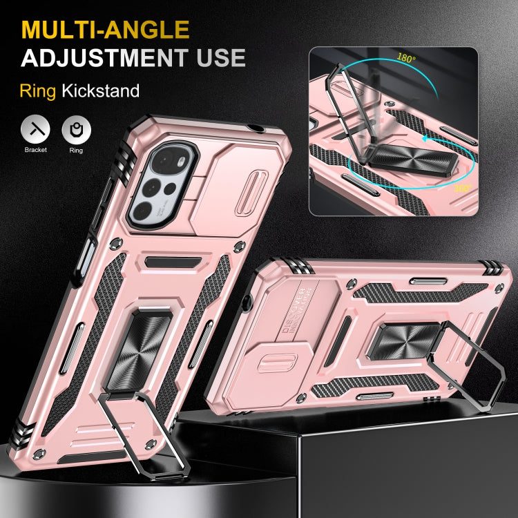 For Motorola Moto G22 Armor PC + TPU Camera Shield Phone Case