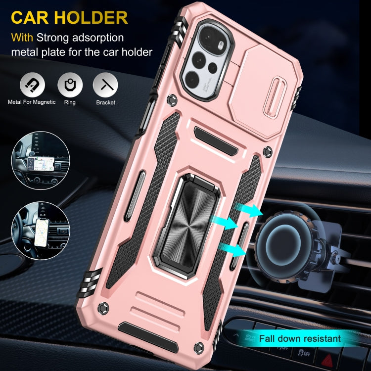 For Motorola Moto G22 Armor PC + TPU Camera Shield Phone Case