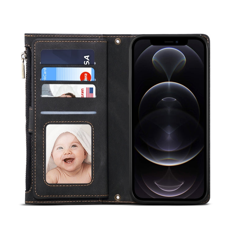 For iPhone 14 Pro Retro Frosted RFID Flip Leather Phone Case