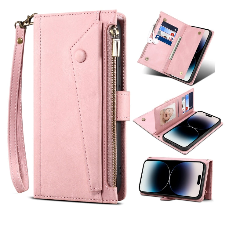 For iPhone 14 Pro Retro Frosted RFID Flip Leather Phone Case