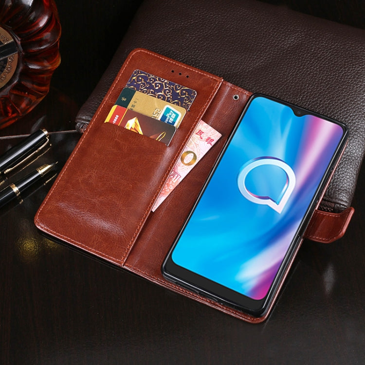 For Alcatel 1S 2020 idewei Crazy Horse Texture Horizontal Flip Leather Case with Holder & Card Slots & Wallet