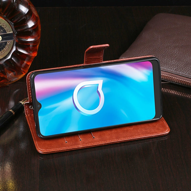 For Alcatel 1S 2020 idewei Crazy Horse Texture Horizontal Flip Leather Case with Holder & Card Slots & Wallet